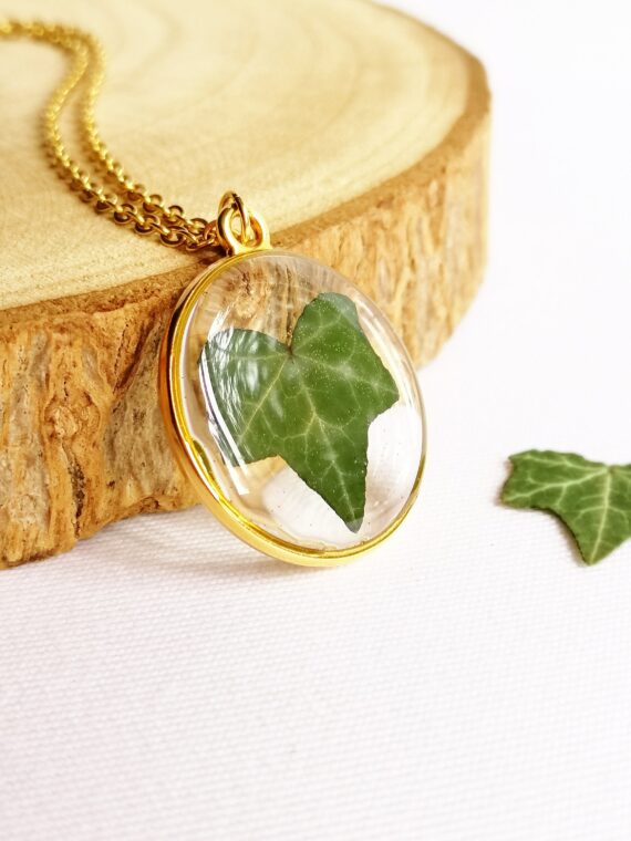 Personalized initial necklace, Pressed leaf necklace, Botanical jewelry, Personalized letter necklace for women, Ivy jewelry, Birthday gifts