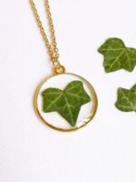 Personalized initial necklace, Pressed leaf necklace, Botanical jewelry, Personalized letter necklace for women, Ivy jewelry, Birthday gifts