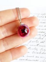 Small Rose Necklace in Resin – Tiny Real Flower Pendant