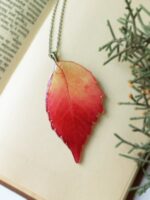 Fall necklace, Dried leaf necklace, Multicolor necklace, Fall leaf jewelry, Red leaf necklace, Autumn leaf necklace, Original gift for women