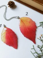 Fall necklace, Dried leaf necklace, Multicolor necklace, Fall leaf jewelry, Red leaf necklace, Autumn leaf necklace, Original gift for women