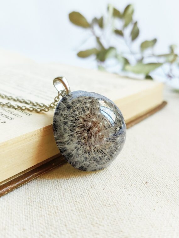 Collar de deseos, Joya diente de león enteras, Collar de diente de león real, Haz un deseo, Collar diente de león, Regalo para mujer