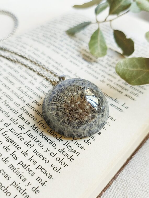 Collar de deseos, Joya diente de león enteras, Collar de diente de león real, Haz un deseo, Collar diente de león, Regalo para mujer