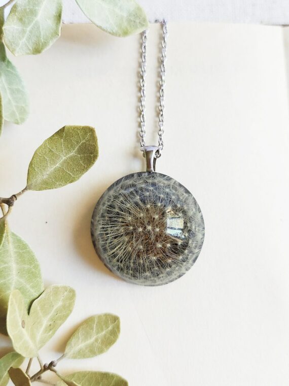 Collar de deseos, Joya diente de león enteras, Collar de diente de león real, Haz un deseo, Collar diente de león, Regalo para mujer