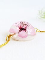 Cherry blossom charm bracelet, Real cherry blossom jewelry, Pink flower bracelet, Pressed flower bracelet, Flower bracelet, Sakura jewelry