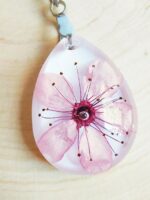 Cherry blossom flower necklace, Real flower necklace, Pink floral necklace, Whimsical jewellery, Dainty teardrop necklace,  Present for her