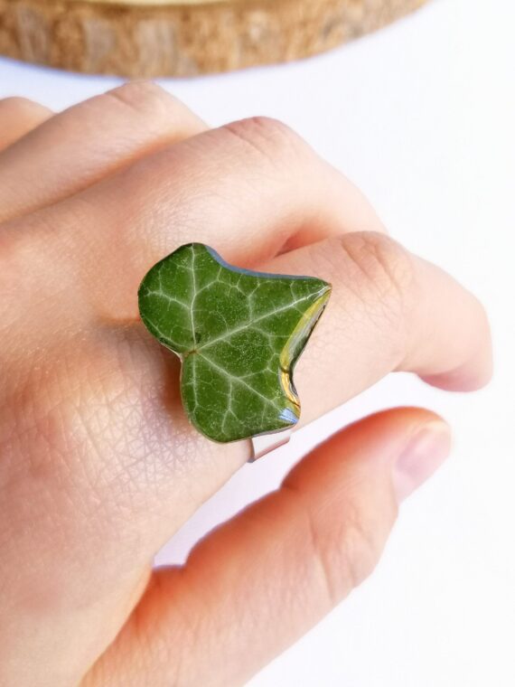 Real leaf ring, Ivy leaf jewelry, Stainless steel ring, Vintage leaf ring, Ivy plant jewelry, Pressed leaf ring, Ivy ring, Real leaf jewelry