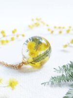 Botanical necklace, Real flowers necklace, Yellow flower necklace, Pressed leaf necklace, Floral gifts for her, Wildflower resin jewelry