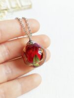 Red Rose Pendant Necklace in Resin – Unique Gifts for Mom