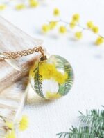 Botanical necklace, Real flowers necklace, Yellow flower necklace, Pressed leaf necklace, Floral gifts for her, Wildflower resin jewelry