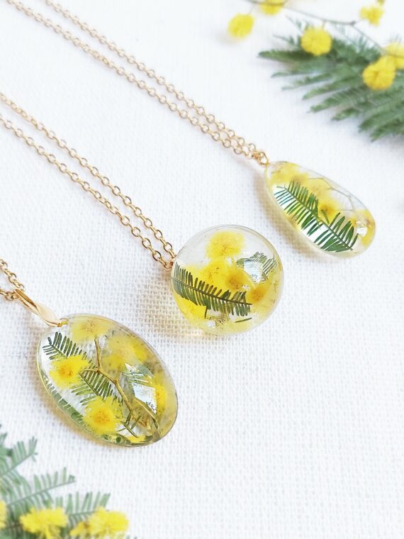 Real Dried Flowers in Resin Necklace Purple Yellow Mix – ann + joy
