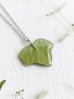 Personalized initial Leaf Necklace, Real Ivy leaf necklace, Nature lovers gift, Pressed leaf necklace, Personalized gift for her birthday