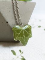 Custom letter necklace, Pressed leaf necklace, Nature pendant necklace, Ivy leaf necklace, Personalized gift for women birthday