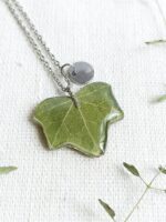 Custom letter necklace, Pressed leaf necklace, Nature pendant necklace, Ivy leaf necklace, Personalized gift for women birthday