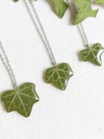 Custom letter necklace, Pressed leaf necklace, Nature pendant necklace, Ivy leaf necklace, Personalized gift for women birthday