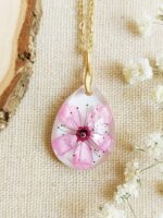 Dainty flower necklace, Real Cherry Blossom necklace, Pink flower necklace, Cute necklace dainty, Gift for daughter, Pressed flower necklace