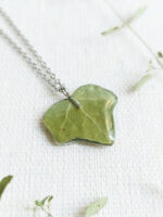 Custom initial necklace, Pressed leaf necklace, Botanical necklace, Dainty leaf necklace, Custom gift for women, Green leaf necklace