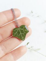 Personalized initial Leaf Necklace, Real Ivy leaf necklace, Nature lovers gift, Pressed leaf necklace, Personalized gift for her birthday