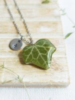 Personalized initial Leaf Necklace, Real Ivy leaf necklace, Nature lovers gift, Pressed leaf necklace, Personalized gift for her birthday