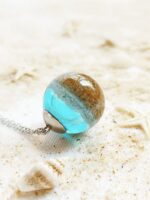Blue beach necklace, Ocean inspired jewelry, Sand necklace for woman, Blue sea necklace, Beach wedding necklace, Ocean blue necklace