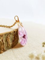 Dainty flower necklace, Real Cherry Blossom necklace, Pink flower necklace, Cute necklace dainty, Gift for daughter, Pressed flower necklace