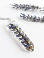 Long pendant necklace, Pressed lavender necklace, Purple floral necklace, Resin necklace flower, Purple long necklace, Unique birthday gifts