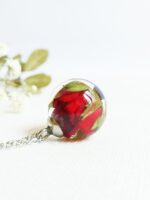 Personalized rose necklace, Real flower jewelry, Anniversary gifts for wife, Two letter necklace, Initial necklace for girlfriend