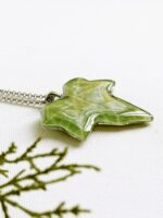 Green leaf necklace, Cottagecore necklace, Dried leaf jewelry, Long leaf necklace, Organic necklace, Green leaf jewelry, Cottagecore gifts