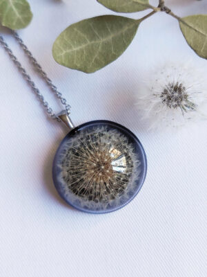 Boho black necklace, Dandelion wishes necklace, Boho nature necklace, Dandelion wish jewelry, Black resin necklace, Unique birthday gifts
