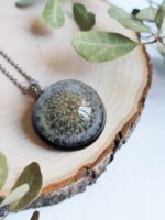 Boho black necklace, Dandelion wishes necklace, Boho nature necklace, Dandelion wish jewelry, Black resin necklace, Unique birthday gifts