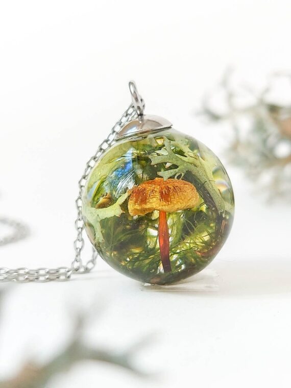 Mushroom on sale resin necklace