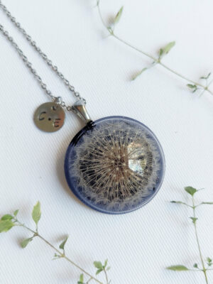 Dandelion necklace personalized, Real dandelion jewelry, Initial necklace personalized, Make a wish gifts, Magic necklace, Personalized gift