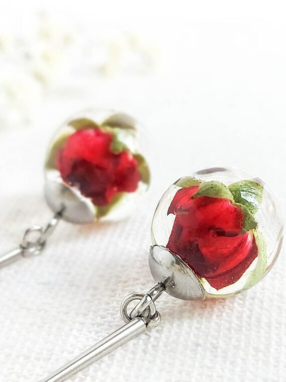 Red Poppy Wire Earrings – Dandelion Jewelry