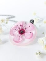 Custom cherry blossom necklace, Pressed flower resin jewelry, Custom letter initial necklace, Sakura flower jewelry, Custom gift for women