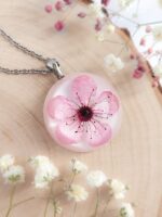 Cherry flower necklace, Sakura necklace, Japanese flower necklace, Pale pink jewelry, Sakura blossom necklace, Birthday gift ideas for women