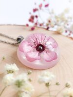 Cherry flower necklace, Sakura necklace, Japanese flower necklace, Pale pink jewelry, Sakura blossom necklace, Birthday gift ideas for women