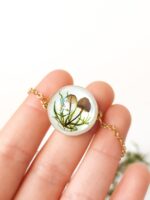 Personalized Initial Bracelet with Pressed Mushroom and Plants