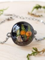 Custom Initial Real Mushroom Bracelet for Woodland Lovers