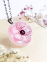 Real cherry blossom necklace, Real flower necklace, Delicate flower necklace, Botanical flower necklace, Girlfriend gift idea Spring jewelry
