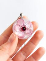 Real cherry blossom necklace, Real flower necklace, Delicate flower necklace, Botanical flower necklace, Girlfriend gift idea Spring jewelry