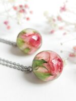 Rose Charm Pendant Necklace – Preserved Flower Jewelry