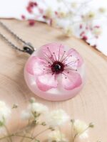Cherry flower necklace, Sakura necklace, Japanese flower necklace, Pale pink jewelry, Sakura blossom necklace, Birthday gift ideas for women