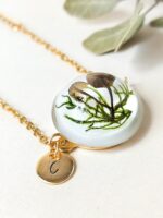 Personalized Initial Bracelet with Pressed Mushroom and Plants