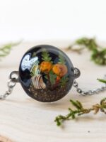 Custom Initial Real Mushroom Bracelet for Woodland Lovers