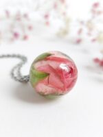 Rose Charm Pendant Necklace – Preserved Flower Jewelry