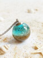 Beach sand necklace, Ocean water necklace, Beachy jewelry, Unique gifts for the beach lover, Ocean theme jewelry, Blue resin necklace