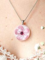 Cherry flower necklace, Sakura necklace, Japanese flower necklace, Pale pink jewelry, Sakura blossom necklace, Birthday gift ideas for women