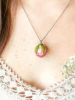 Dainty Pink Rose Flower Necklace - Unique Gift For Her