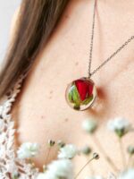 Preserved Rose Necklace in Eco Friendly Resin