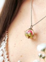 Real Rose Flower Pendant Necklace - Everyday Jewelry